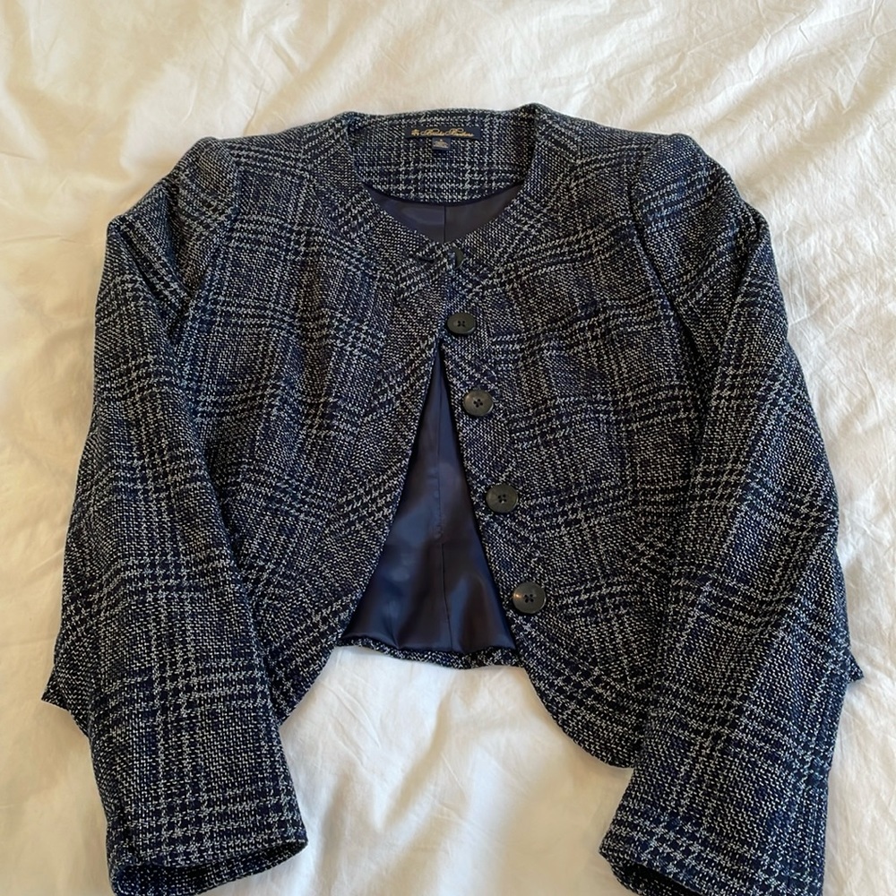 Brooks Brothers blue plaid lady jacket